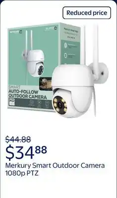 Walmart Merkury Smart Outdoor Camera 1080p - Auto-Follow PTZ Security Cam, White (1-Pack) offer