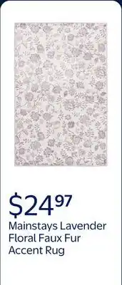 Walmart Mainstays 36x56 Lavender Floral Faux Fur Indoor Accent Rug offer