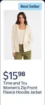 Walmart Time and Tru Women's and Women's Plus Zip Front Fleece Hoodie Jacket offer
