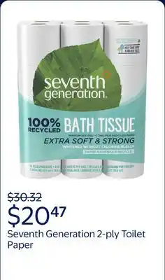 Walmart Seventh Generation White Bathroom Tissue 2-ply Toilet Paper offer