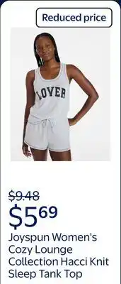 Walmart Joyspun Women's Cozy Lounge Collection Hacci Knit Sleep Tank Top offer