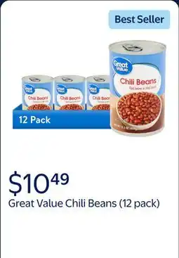 Walmart (12 pack) Great Value Chili Beans offer