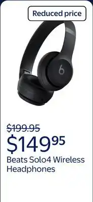 Walmart Beats Solo4 Wireless Headphones - On-Ear Wireless Headphones - Matte Black offer