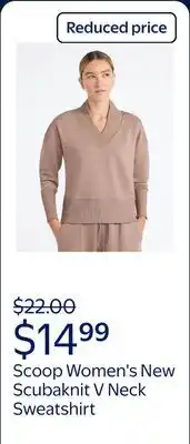 Walmart Scoop Women's and Women's Plus New Scubaknit V Neck Sweatshirt offer
