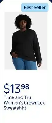Walmart Time and Tru Women's and Women's Plus Crewneck Sweatshirt with Long Sleeves offer