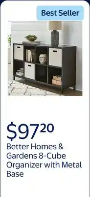 Walmart Better Homes & Gardens 8-Cube Organizer with Metal Base, Espresso offer