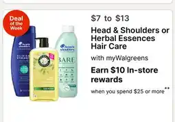 Walgreens Head & Shoulders or Herbal Essences Hair Care offer