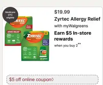 Walgreens Zyrtec Allergy Relief offer