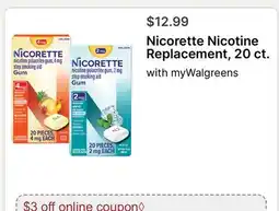 Walgreens Nicorette Nicotine Replacement offer