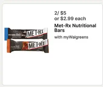 Walgreens Met-Rx Nutritional Bars offer