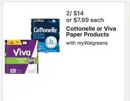 Walgreens Cottonelle or Viva Paper Products offer