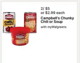 Walgreens Campbell's Chunky Chili or Soup offer