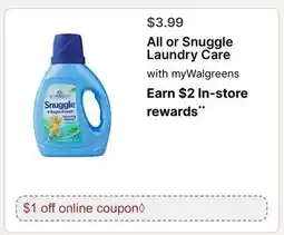 Walgreens All or Snuggle Laundry Care offer