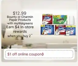 Walgreens Bounty or Charmin Paper Products offer