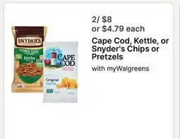 Walgreens Cape Cod, Kettle, or Snyder's Chips or Pretzels offer