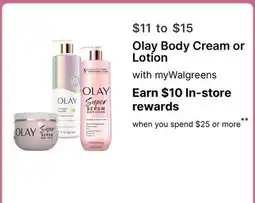Walgreens Olay Body Cream or Lotion offer