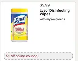 Walgreens Lysol Disinfecting Wipes offer