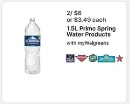 Walgreens 1.5L Primo Spring Water Products offer