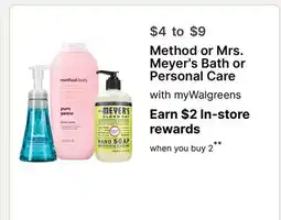 Walgreens Method or Mrs. Meyer's Bath or Personal Care offer