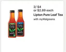 Walgreens Lipton Pure Leaf Tea offer