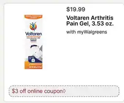 Walgreens Voltaren Arthritis Pain Gel, 3.53 oz offer