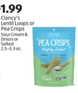 Aldi Clancy's Lentil Loops or Pea Crisps offer