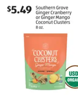 Aldi Southern Grove Ginger Cranberry or Ginger Mango Coconut Clusters offer