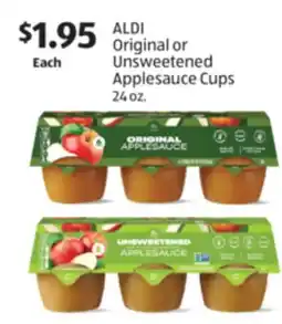 Aldi ALDI Original or Unsweetened Applesauce Cups offer