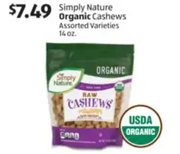 Aldi Simply Nature Organic Cashews offer