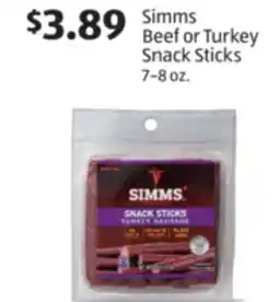 Aldi Simms Beef or Turkey Snack Sticks offer