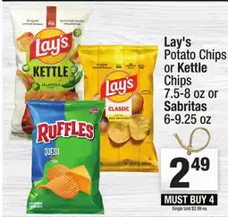 Super King Markets Lay's Potato Chips or Kettle Chips 7.5-8 oz or Sabritas 6-9.25 oz offer