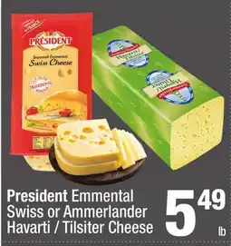 Super King Markets President Emmental Swiss or Ammerlander Havarti/Tilsiter Cheese offer
