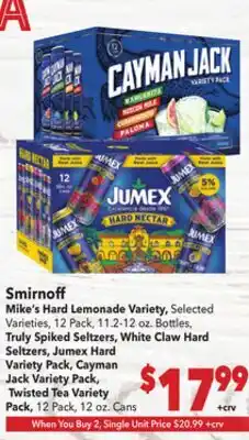 Vallarta Supermarkets Smirnoff Mike's Hard Lemonade Variety offer