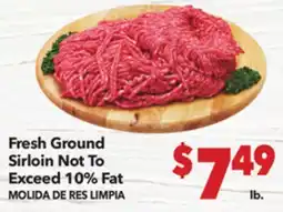 Vallarta Supermarkets Fresh Ground Sirloin Not To Exceed 10% / MOLIDA DE RES LIMPIA offer