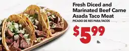 Vallarta Supermarkets Fresh Diced and Marinated Beef Carne Asada Taco Meat / PICADO DE RES PARA TACOS offer