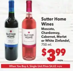Vallarta Supermarkets Sutter Home Wines offer