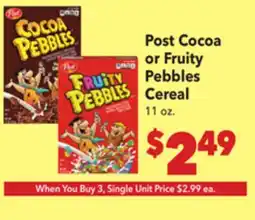 Vallarta Supermarkets Post Cocoa or Fruity Pebbles Cereal offer