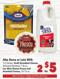 Vallarta Supermarkets Alta Dena or Lala Milk offer