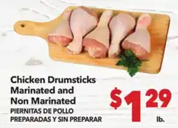 Vallarta Supermarkets Chicken Drumsticks Marinated and Non Marinated / PIERNITAS DE POLLO PREPARADAS Y SIN PREPARAR offer
