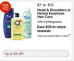 Walgreens Head & Shoulders or Herbal Essences Hair Care offer