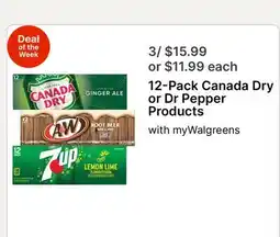 Walgreens 12-Pack Canada Dry or Dr Pepper Products offer