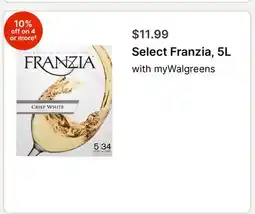 Walgreens Select Franzia offer