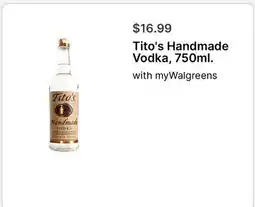 Walgreens Tito's Handmade Vodka, 750ml offer