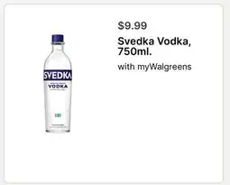 Walgreens Svedka Vodka, 750ml offer