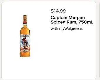 Walgreens Captain Morgan Spiced Rum, 750ml offer