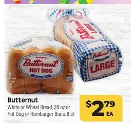 Tony’s Fresh Market Butternut White or Wheat Bread, 20 oz or Hot Dog or Hamburger Buns, 8 ct offer
