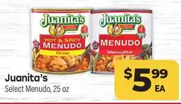 Tony’s Fresh Market Juanita's Select Menudo offer