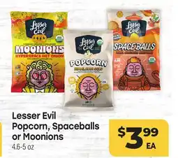 Tony’s Fresh Market Lesser Evil Popcorn, Spaceballs or Moonions offer