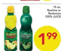 Pete's Fresh Market 15 oz. Realime or Realemon 100% JUICE offer