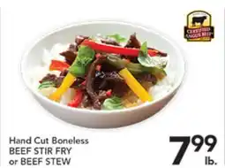 Pete's Fresh Market Hand Cut Boneless BEEF STIR FRY or BEEF STEW offer